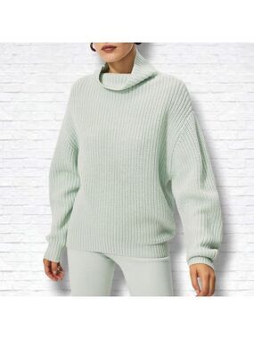 Aritzia Wilfred Montpellier Mint Green Merino Wool Turtleneck Sweater Sz XXS